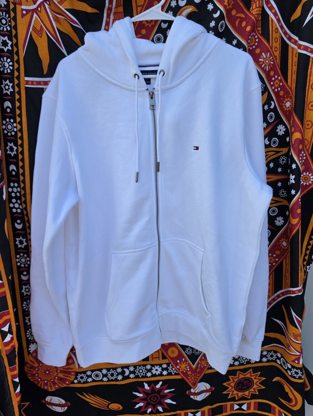Tommy Hilfiger Men’s L/G White Full Zip Hoodie Classic Flag Logo
